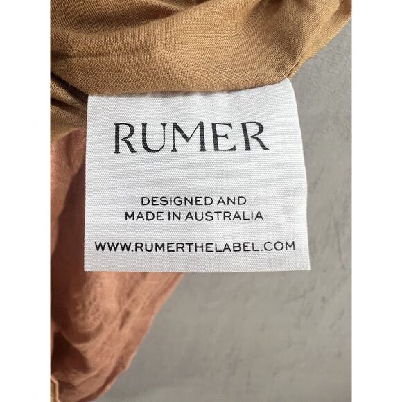 Rumer Mia Lace Dress Size Medium 100% Linen Open Back Maxi Dress in Maple - Picture 10 of 12